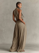 Caterina | Boho Wide-Leg Jumpsuit – Taupe