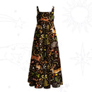 Enchanted Forest Animals Wide Straps Maxi Dress