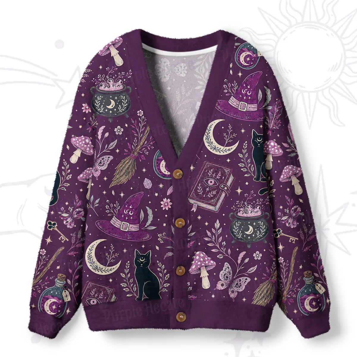 Witchcraft Spellbook Ugly Cardigan Sweaters
