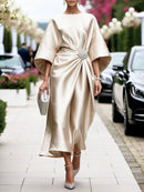Luxe Shimmer Satin Long Dress