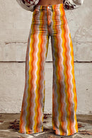 High Rise Color Block Printed Wide Leg Pants