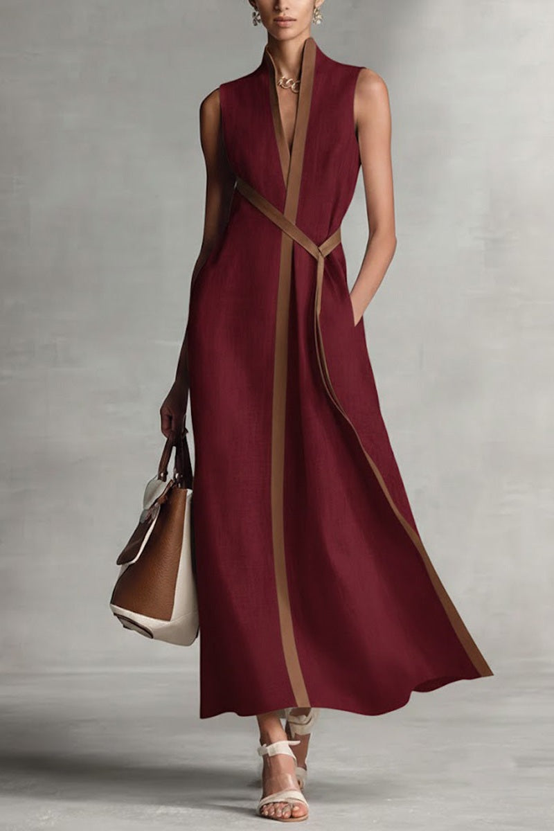 Evelisse – Modern Contrast Trim Maxi Dress