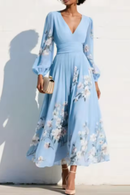 Elaria – Graceful Floral Pleated Maxi Dress