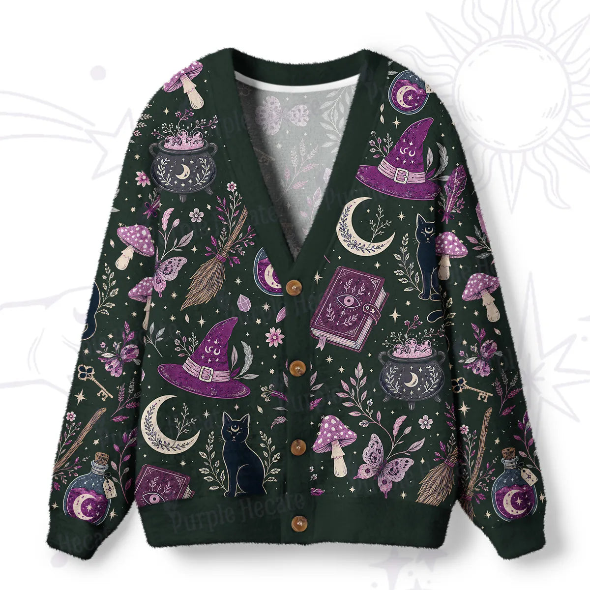 Witchcraft Spellbook Ugly Cardigan Sweaters