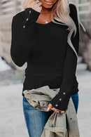 Solid Crewneck Long Sleeve Plain T-shirt