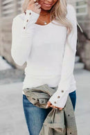 Solid Crewneck Long Sleeve Plain T-shirt
