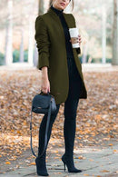 Margovil Ellen Stand Collar Open Front Pockets Coat