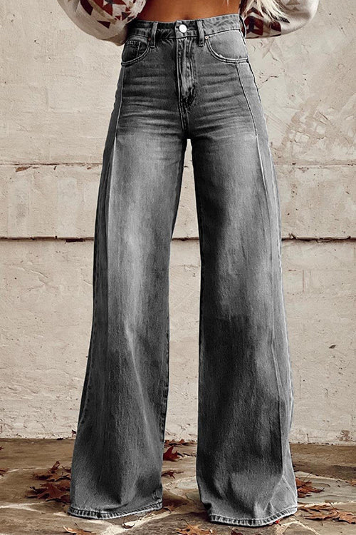 Distressed Wide Leg Casual Denim Pants