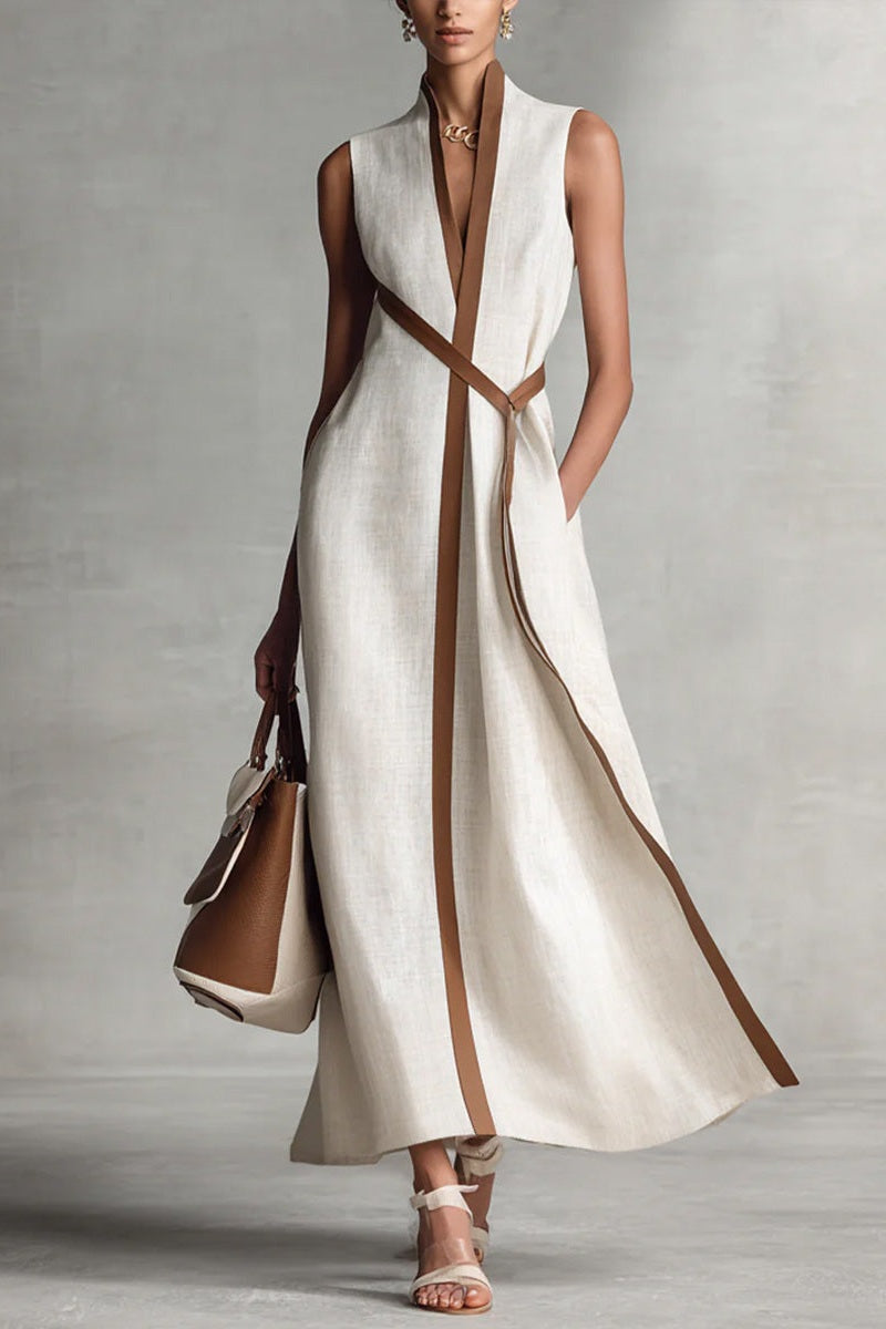 Evelisse – Modern Contrast Trim Maxi Dress
