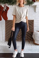 Margovil High Waist Faux Leather Full-length Leggings