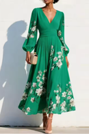 Elaria – Graceful Floral Pleated Maxi Dress
