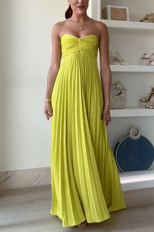 Exquisite Strapless Pleated Maxi Party Dress
