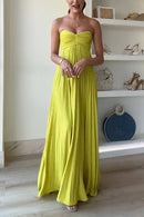 Exquisite Strapless Pleated Maxi Party Dress