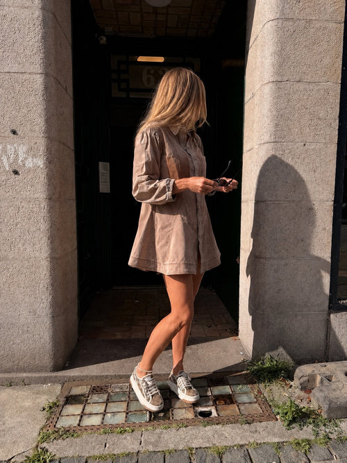 Ottela Denim Shirt Dress – Brown