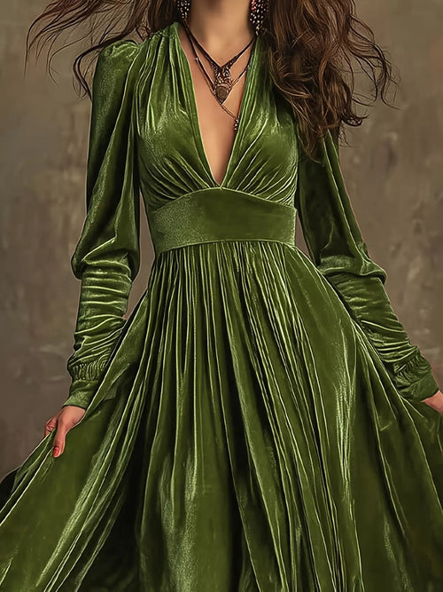 Ruffled Hem Long Sleeve Dress
