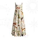 Enchanted Forest Animals Wide Straps Maxi Dress