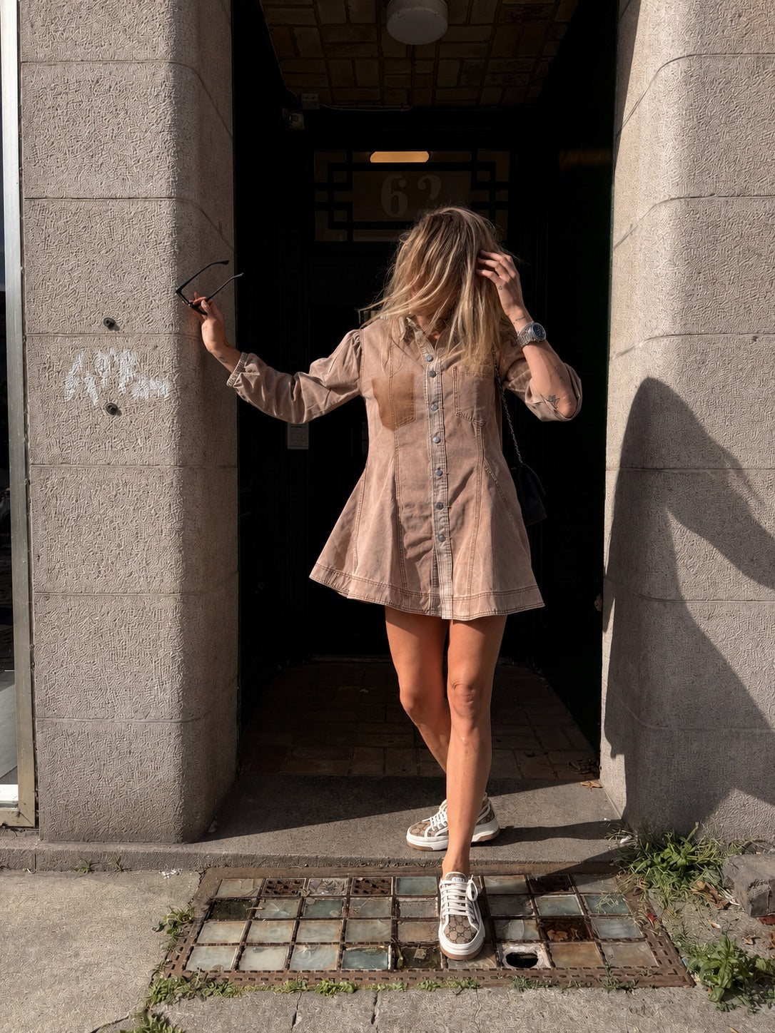 Ottela Denim Shirt Dress – Brown