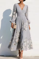 Elaria – Graceful Floral Pleated Maxi Dress