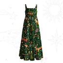 Enchanted Forest Animals Wide Straps Maxi Dress
