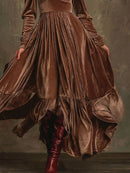 Ruffled Hem Long Sleeve Dress
