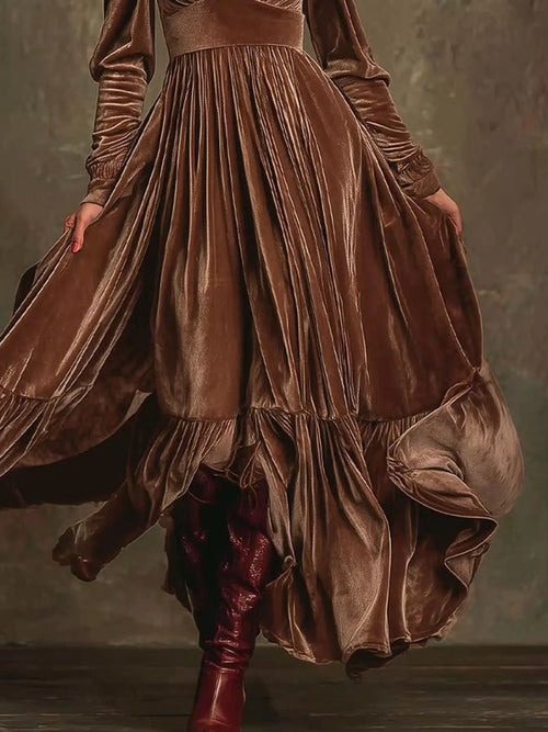 Ruffled Hem Long Sleeve Dress