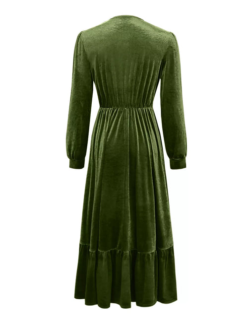 Ruffled Hem Long Sleeve Dress