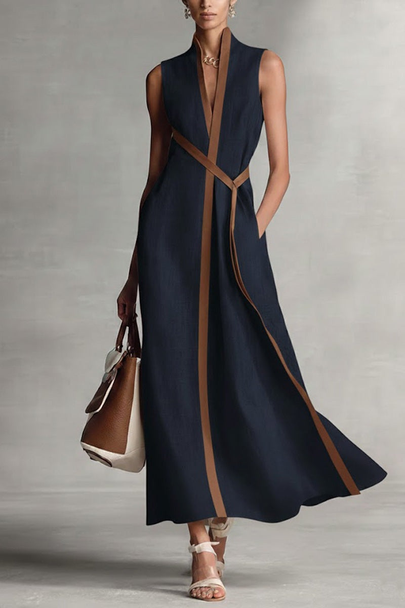 Evelisse – Modern Contrast Trim Maxi Dress