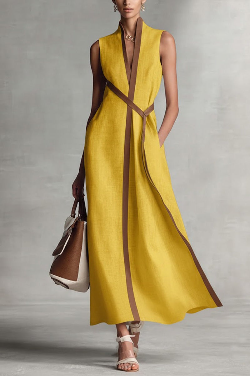 Evelisse – Modern Contrast Trim Maxi Dress