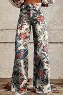 High Waist Unique Print Wide Leg Pants
