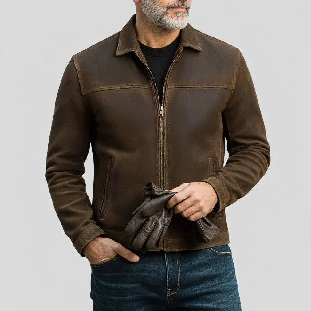 Suede Jacket with Zip