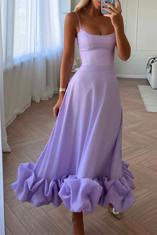 Margovil High Waist Ruffle Hem Swing Maxi Cami Party Dress