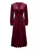 Ruffled Hem Long Sleeve Dress