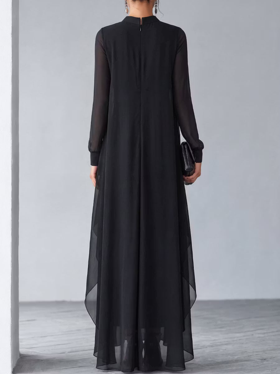 Relaxed Flowing Layered Chiffon Maxi Dress