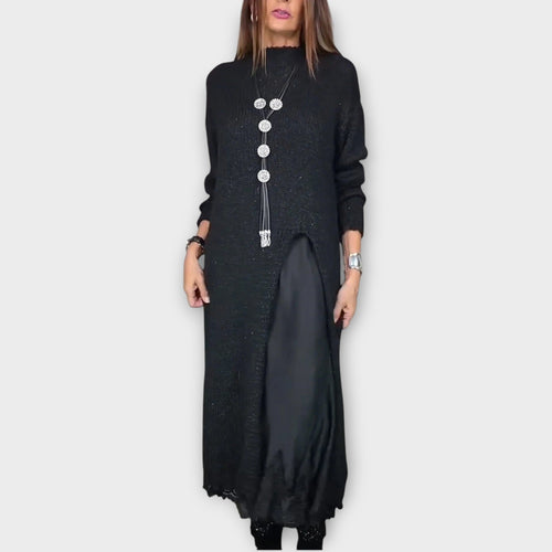 Elegant Layered Knit Maxi Dress