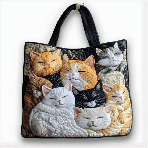 Cozy Sleeping Cats Patchwork | Handmade Quilted Tote
