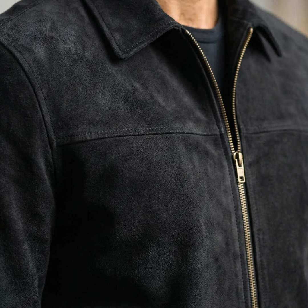Suede Jacket with Zip