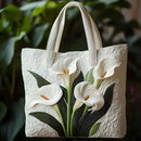 Elegant Calla Lily Bloom | Handmade Quilted Tote