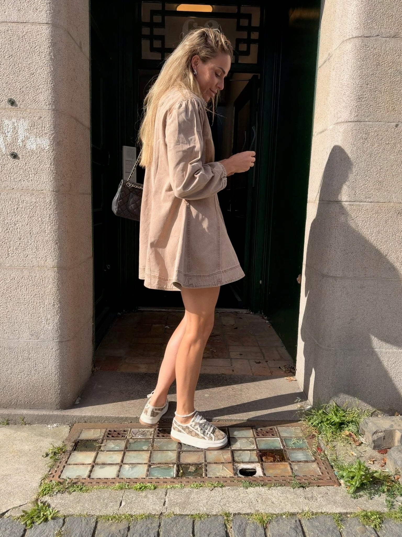 Ottela Denim Shirt Dress – Brown