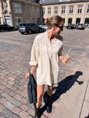 Fia Floral Embroidery Dress – Cream