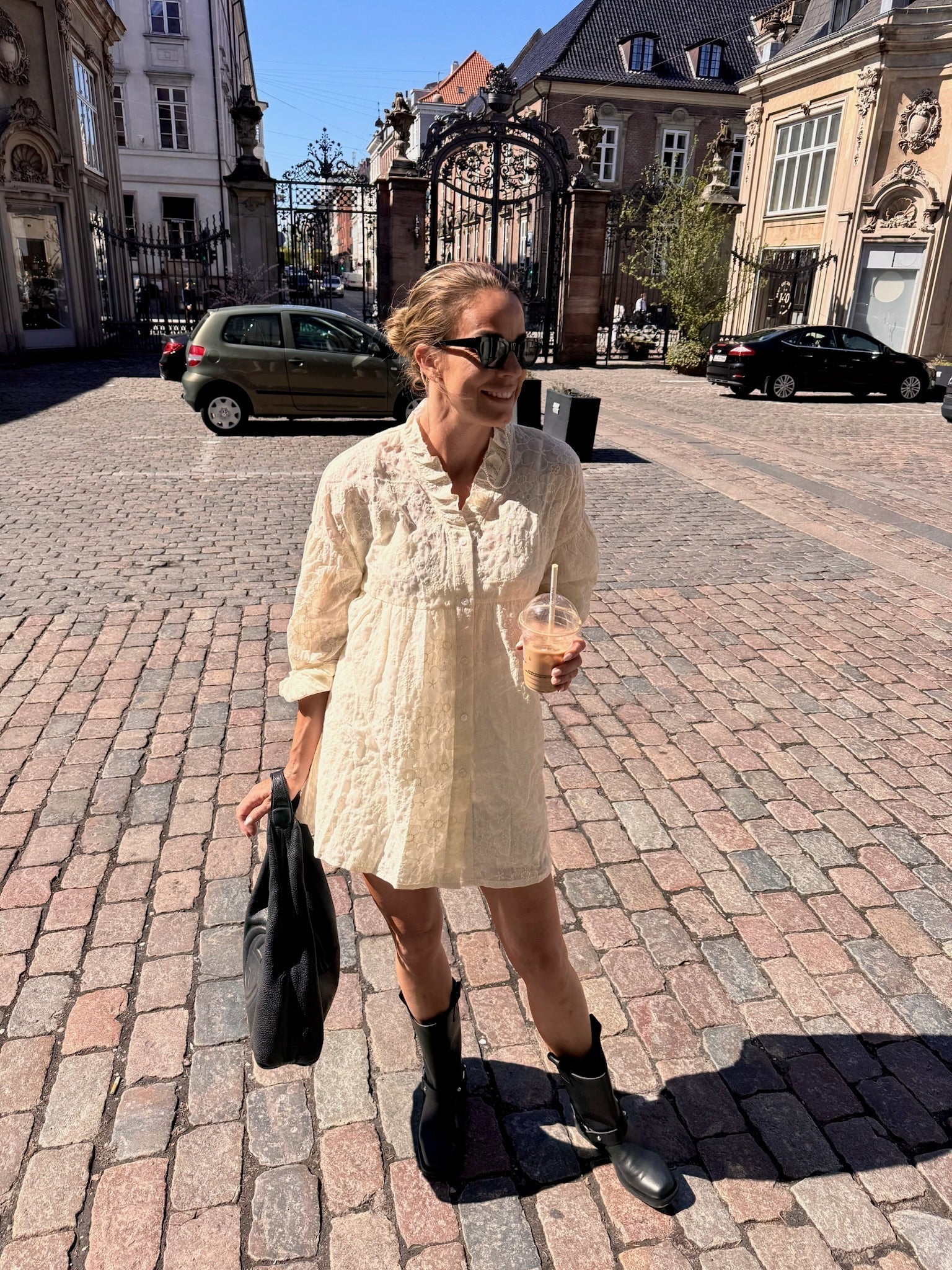 Fia Floral Embroidery Dress – Cream