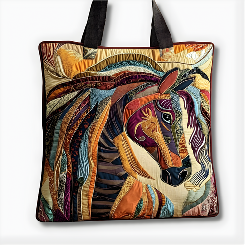 Majestic Patchwork Stallion | Handmade Quilted Tote