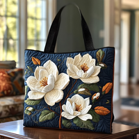 Midnight Magnolia Elegance | Handmade Quilted Tote