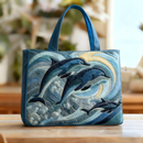 Ocean Harmony Dolphins | Handmade Quilted Tote