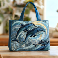 Ocean Harmony Dolphins | Handmade Quilted Tote