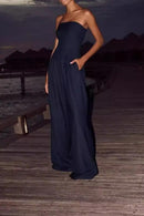The Bare Ease – Strapless Draped Jumpsuit