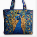 Royal Peacock Elegance | Handmade Quilted Tote