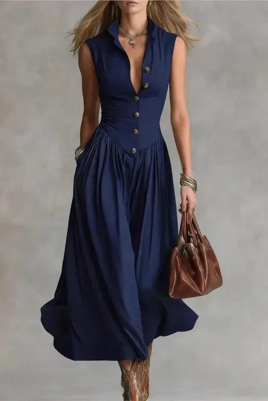 Elowen – Tailored Button Maxi Dress