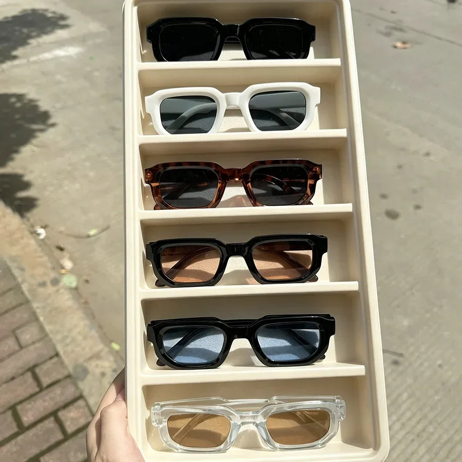 🕶️🔆 6 - Pack Vintage Rectangle Frame Sunglasses for Men & Women with UV400 Protection