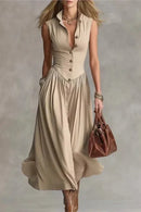 Elowen – Tailored Button Maxi Dress