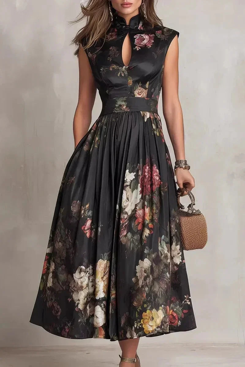 Velora – Midnight Garden Midi Dress